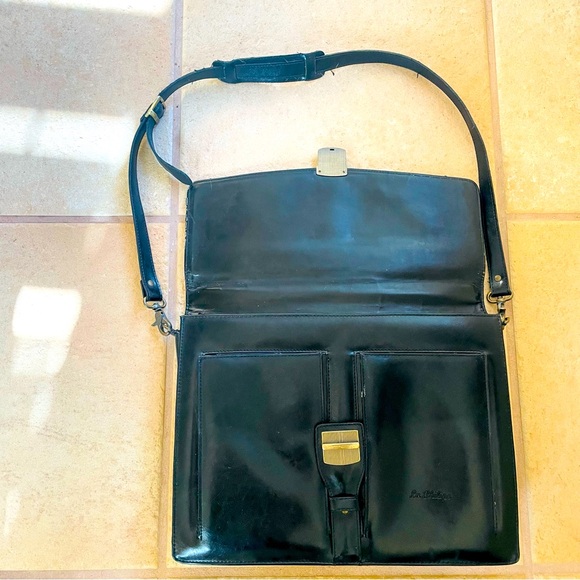 VTG La Philipe 1980’s Black Leather Laptop Portfolio Messenger Bag - Picture 12 of 15